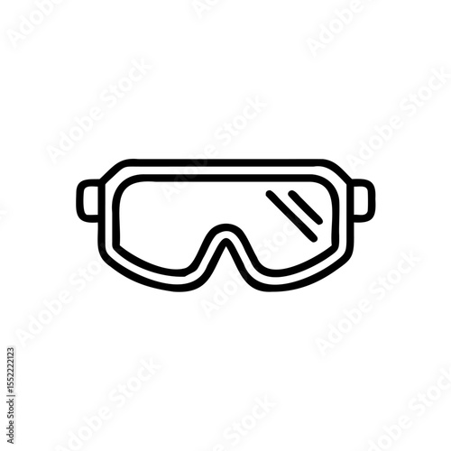 Outline safety goggles on background for labour protection work