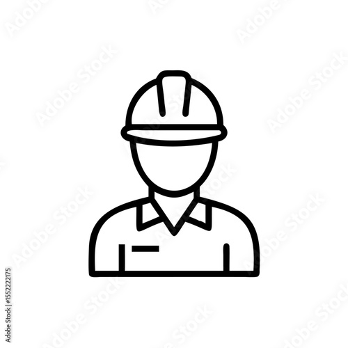 And outline of a construction worker wearing a hard hat and shirt on a background