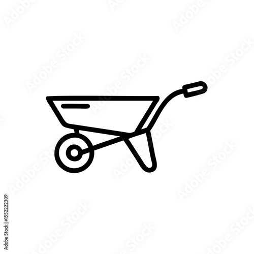 Outline wheelbarrow on background depicting labour work and gardening activities