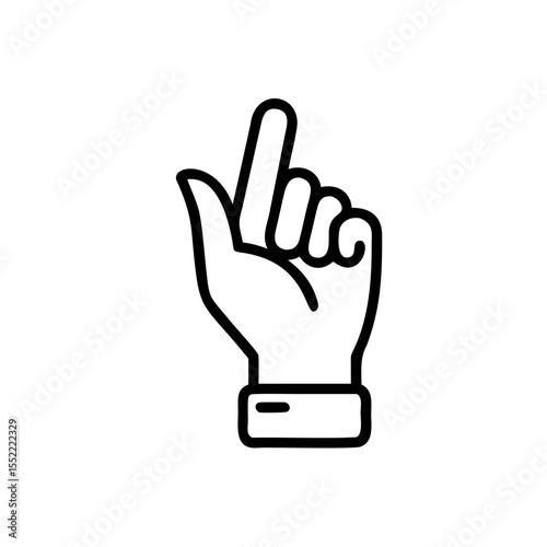 Outlined hand pointing up with index finger extended on background Handdrawn labour