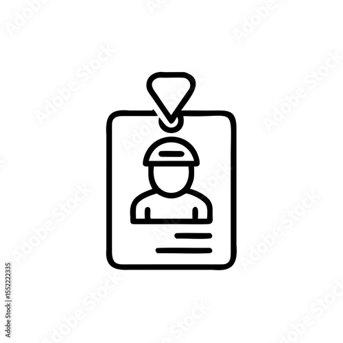 And Handdrawn of a labour worker I D badge with a person wearing a hard hat vector