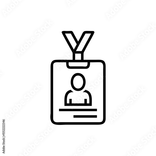 And handdrawn I D badge with employee silhouette and lanyard on background identity