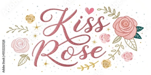 Sparkling Kiss Rose Text Ar...