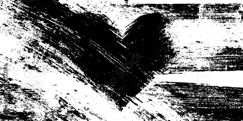 Distressed grunge heart symbol with cracked shape for artistic design