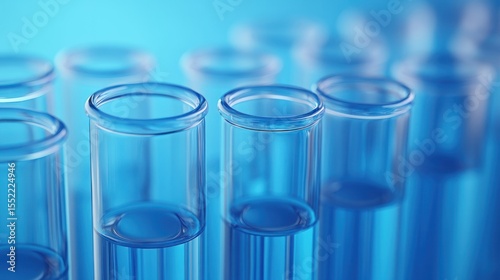 Close-up view of multiple test tubes filled with liquid.