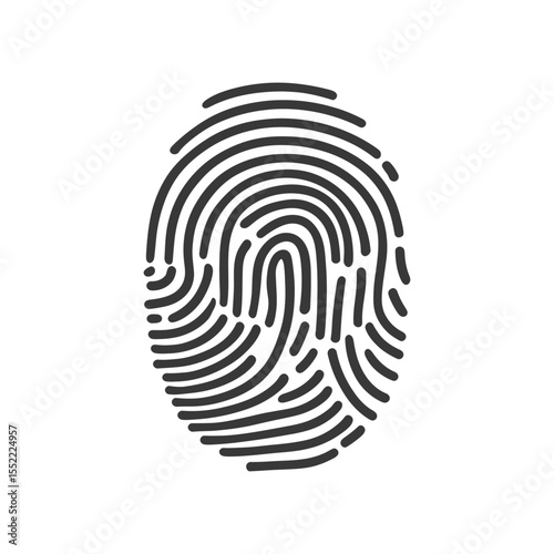 Unique Black Fingerprint Isolated on White Background, Identity Concept