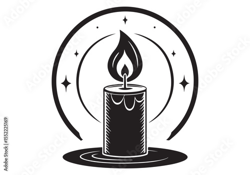 Overhead Candle Design in Retro Graphic Style.