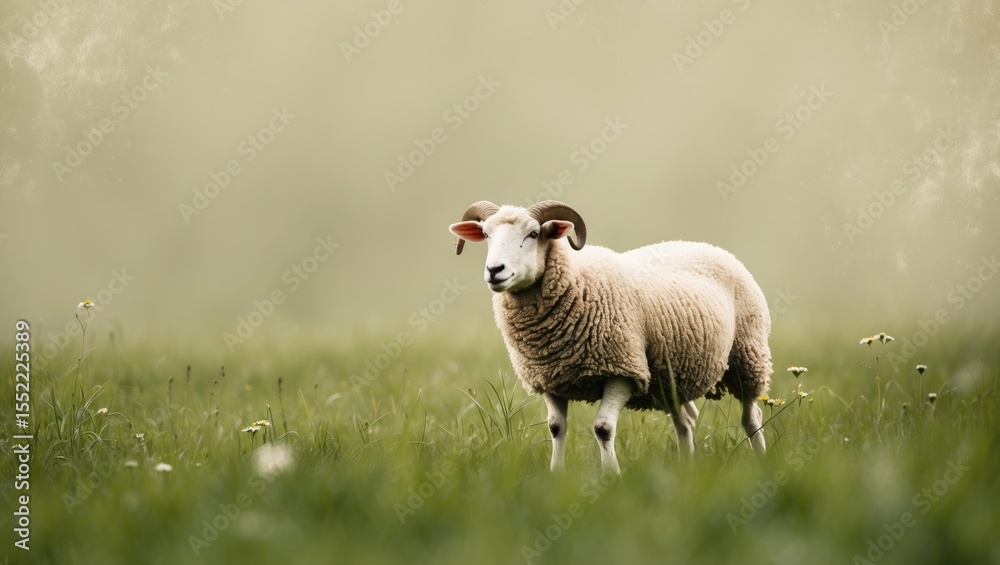 Naklejka premium A sheep in the meadow