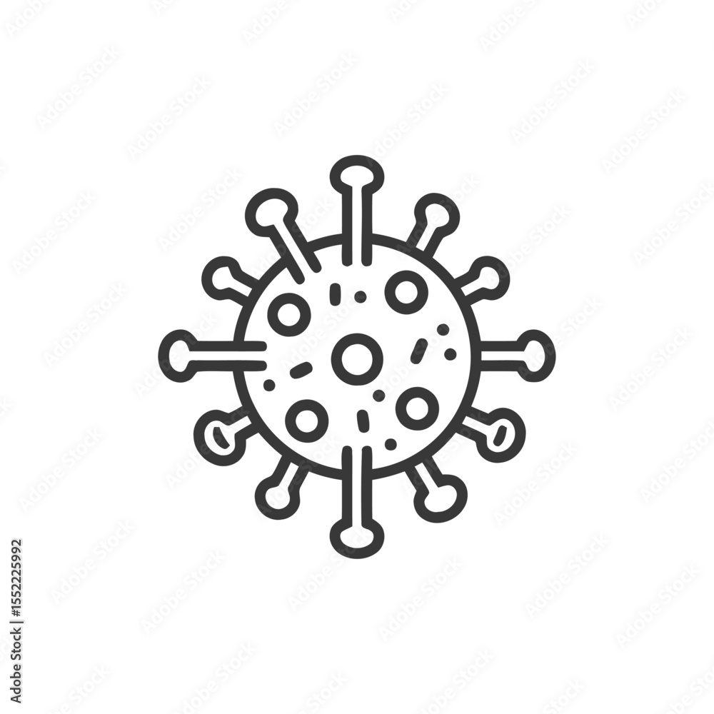 Obraz premium Coronavirus Line Icon: Detailed Vector Illustration of COVID-19 Structure