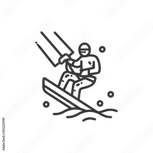 Kitesurfing Icon: Minimalist Line Art of Water Sport Action