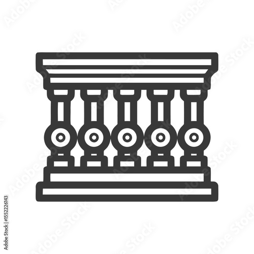 Minimalist Balustrade Icon: Architectural Detail in Bold Outline Style