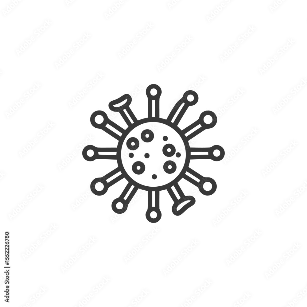 Obraz premium Line Art Illustration of a Coronavirus Cell on White Background