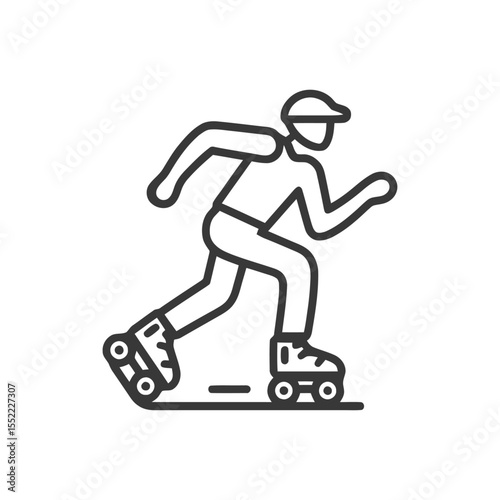 Inline Skating Icon: Dynamic Vector Illustration of a Rollerblader in Motion
