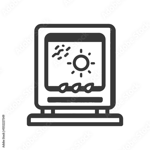 Weather Forecast Display: Stylized Icon of Sun, Clouds, and Rain