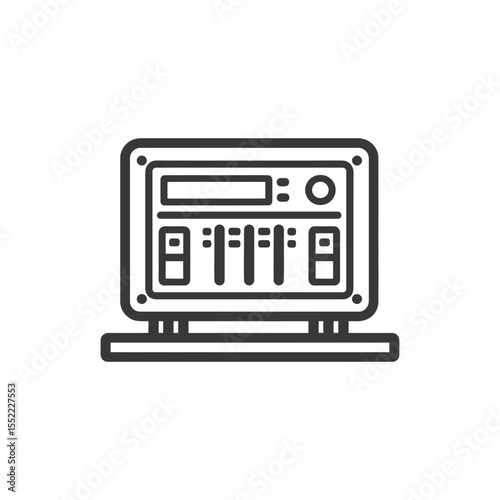 Minimalist Line Art: Vintage Audio Mixing Console Illustration
