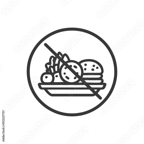 No Junk Food Allowed Symbol: Burger, Fries, and Soda Prohibited