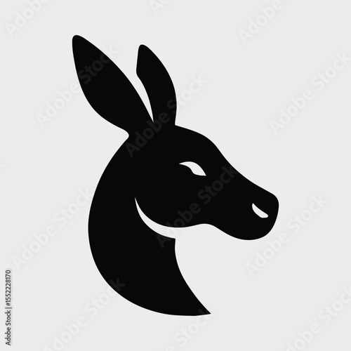 Silhouette kangaroo head profile simple logo animal mammal Vector illustration