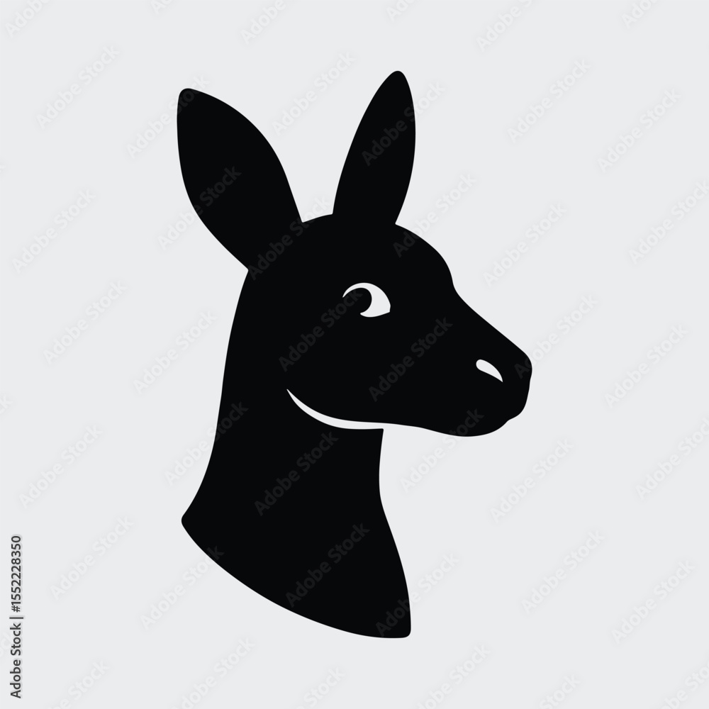 Naklejka premium Silhouette kangaroo head simple animal profile logo Vector illustration