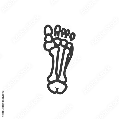 Anatomical Foot Illustration: Simplified Bone Structure in Monochromatic Graphic Design