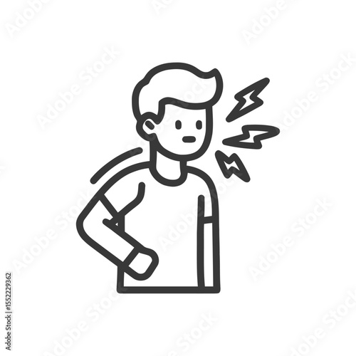 Man with Sore Throat Icon, Painful Swallowing, Medical Condition Illustration