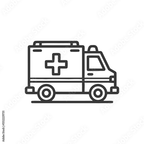 Wallpaper Mural Minimalist Ambulance Icon: Bold Outline, Medical Symbolism, Emergency Vehicle Torontodigital.ca