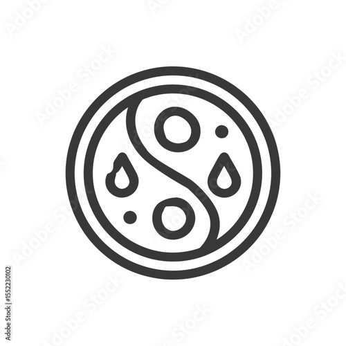 Minimalist Yin Yang Symbol with Drops, Balance and Harmony Icon
