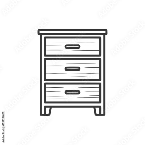 Minimalist Three-Drawer Dresser Illustration with Clean Lines and Simple Design