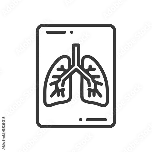 Minimalist Lung X-Ray Icon: Medical Diagnostic Symbol in Bold Outline