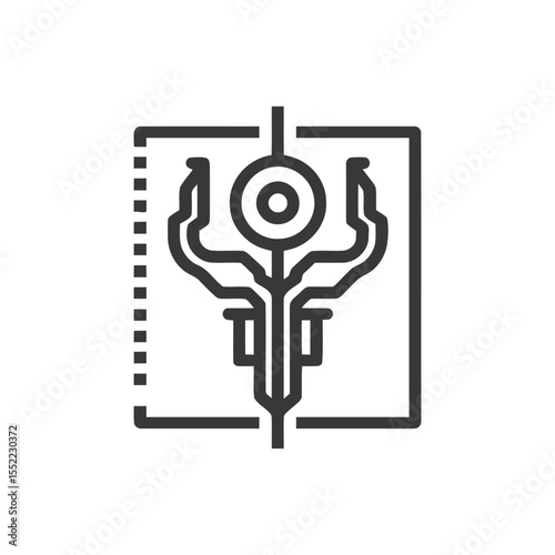 Minimalist Alien Glyph: Geometric Symbol in Black and White