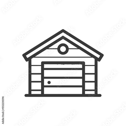 Simple Garage Icon: Minimalist Design with Clean Lines and Geometric Shapes