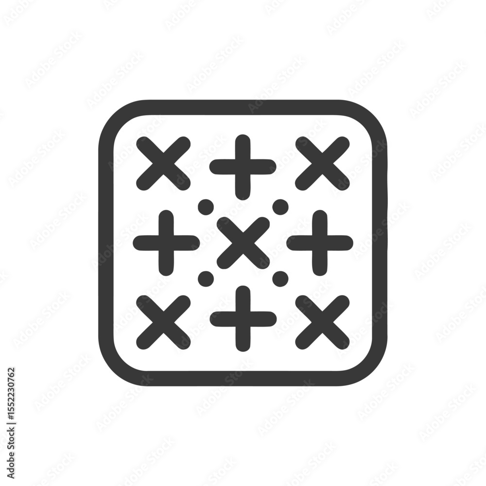 Obraz premium Tic-Tac-Toe Board Icon: Simple Grid with Crosses and Dots