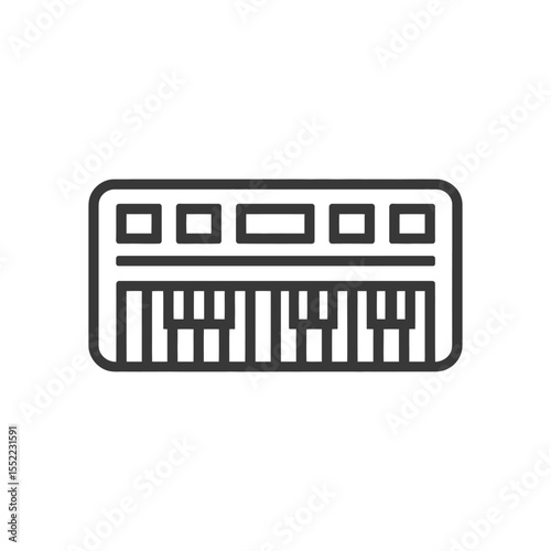 Minimalist Keyboard Icon: Clean Line Art Musical Instrument Illustration