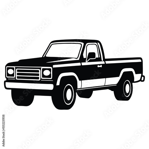 Silhouette of a Classic Pickup Truck, Detailed Illustration of an American Work Vehicle
