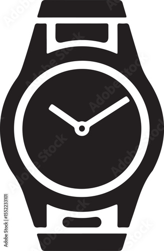 Flat Vector Watch Logo Silhouette For Timekeeping Themes