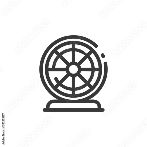 Dharma Wheel Icon: Eight Spokes Symbolizing Buddhism's Noble Path
