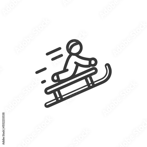 Minimalist Sledding Icon: Winter Fun and Speed Illustration