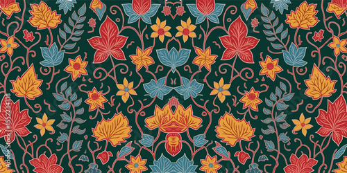 Abstract art pattern of batik with nuances of Java Tropical Forest, Indonesia