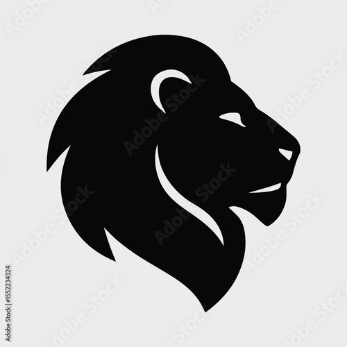 Silhouette Lion head with a simple minimalist design Vector illustration