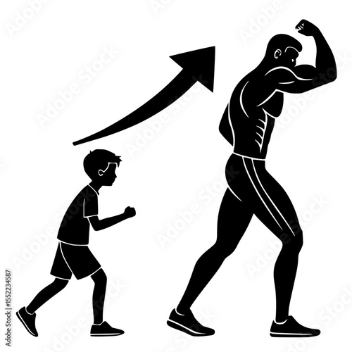 Child following a strong athlete, symbolizing growth and inspiration in fitness journey