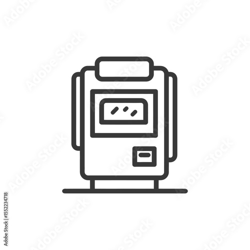 Minimalist ATM Icon: Sleek Line Art Design on White Background