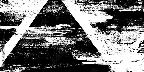 Seamless grunge warning triangle with grainy lines for grunge design and industrial overlay