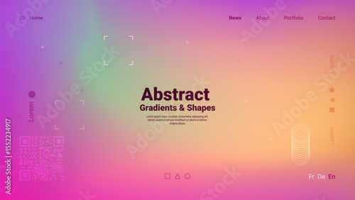 This vibrant abstract design showcases a blend of gradients and geometric shapes, creating a dynamic visual experience with a soft yet interesting color palette.