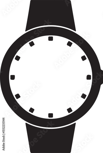 Wrist Watch Logo Silhouette In Vector Style On White Background