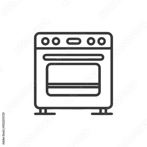 Minimalist Line Art of a Modern Kitchen Oven Appliance