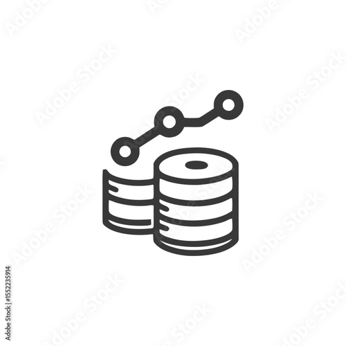 Rising Coin Stacks with Upward Trend Line, Financial Growth Icon