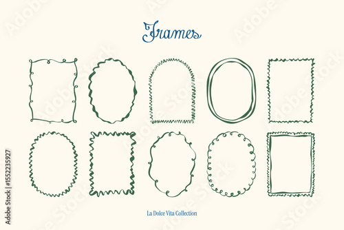Minimalist hand drawn vector frames collection