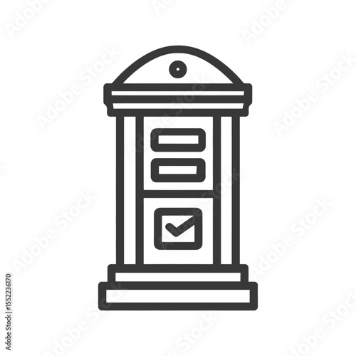 Elegant Voting Booth Icon with Checkmark, Minimalist Design