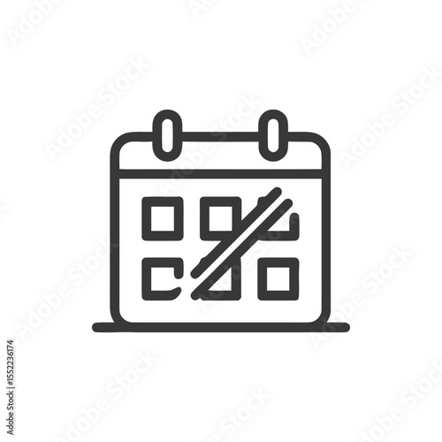 Crossed-Out Calendar Icon: Deadline, Cancellation, or Event Postponement Symbol