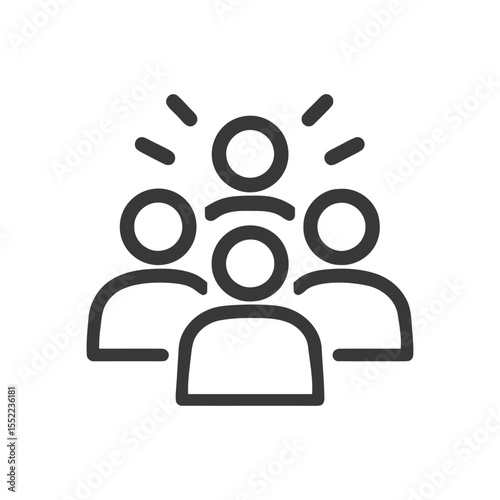 Teamwork Icon: Group of People with Leader, Idea, and Collaboration Concept