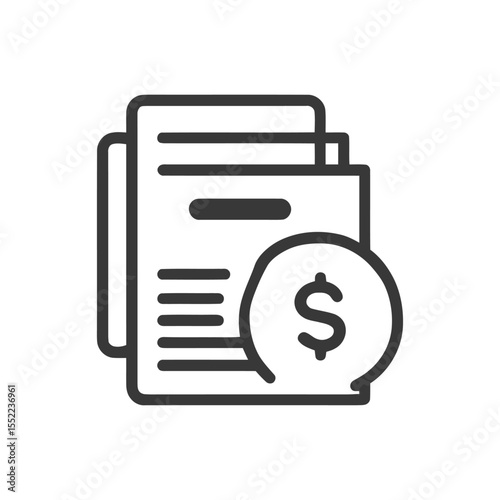 Financial Documents with Dollar Sign Icon, Business Accounting Symbol